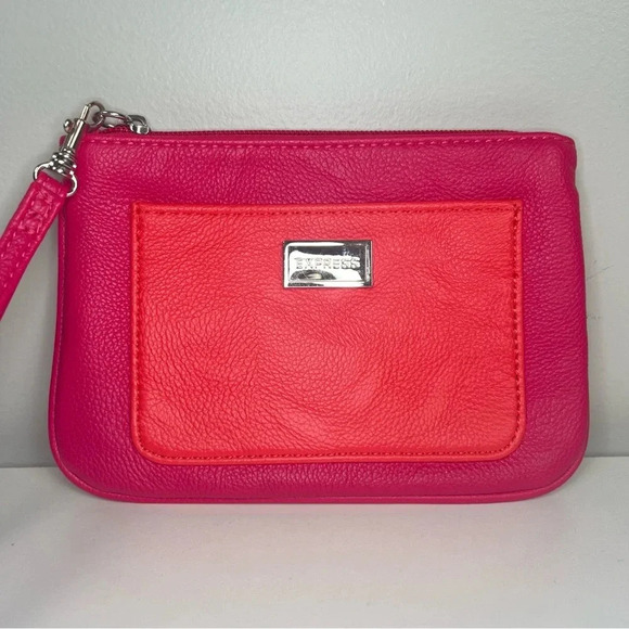 Express Zipper Wristlet, Pink and Coral Two Toned with detachable Strap in‎ EUC. - Picture 1 of 10